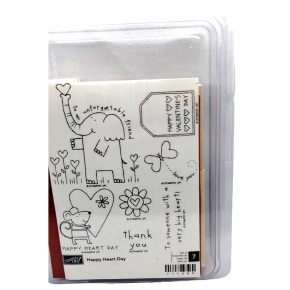 Stampin Up Happy Heart Day 7 Piece Rubber Stamp Kit Unmounted Valentines Sayings - Picture 3 of 5